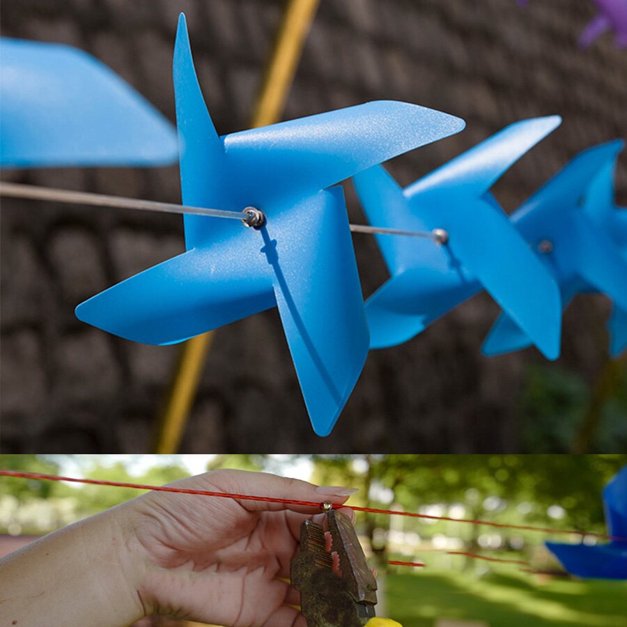 Molinillo de plástico resistente al agua para niños, 100 piezas + 30M de cuerda de alambre + ajuste, resistente al agua, molino de viento, juguetes de decoración para jardín, césped, , juguete de