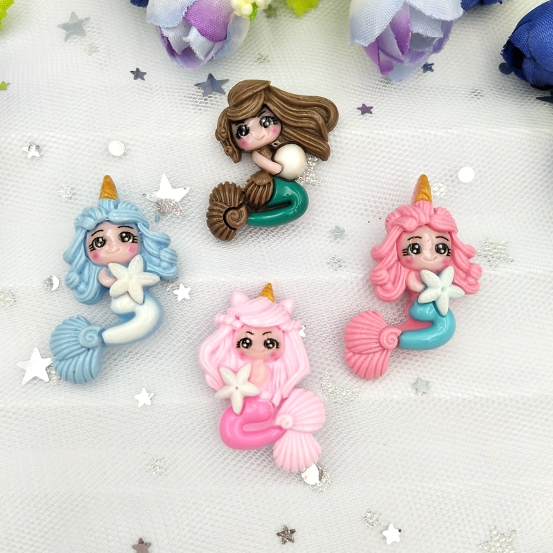 5pcs Mixed Resin Unicorn Mermaidl Accessories Filler Charms For Kids Modelling Slime Resin Craft Diy Clay Accessories Kit