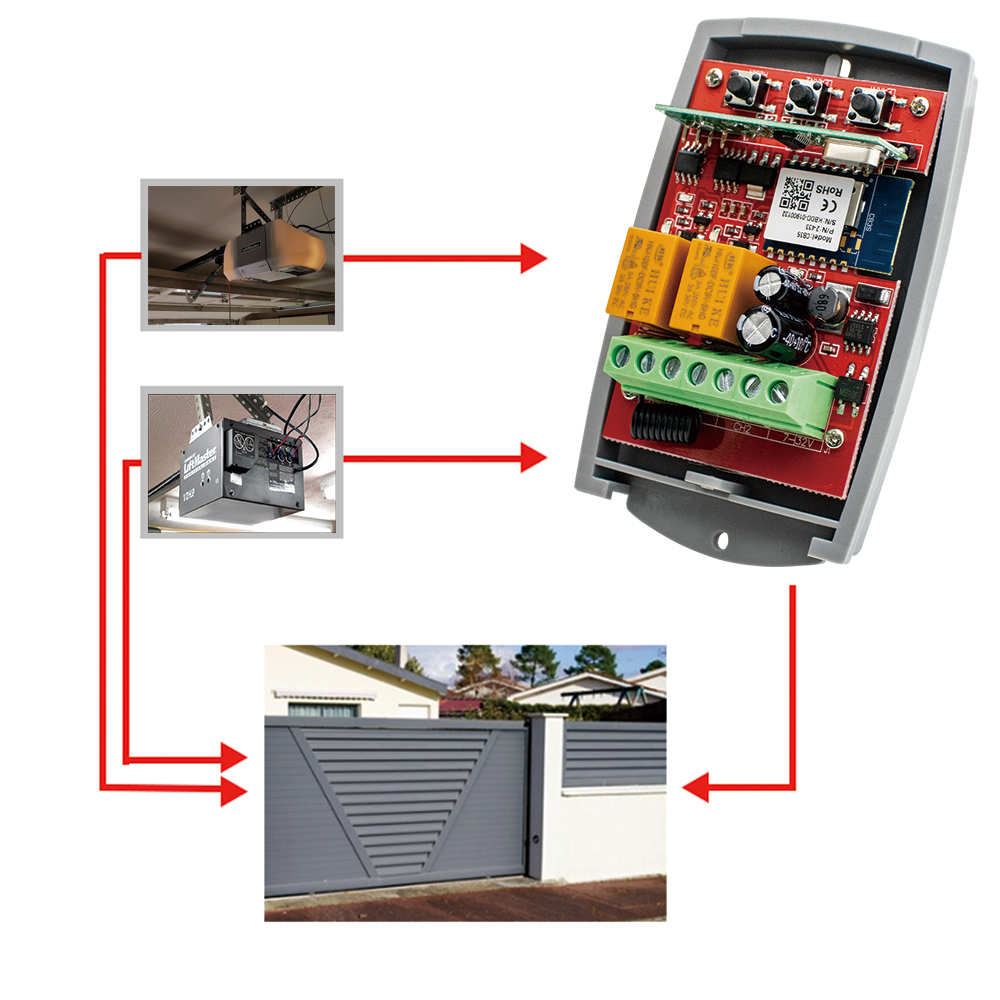 Universal garageport fjernbetjeningsmodtager 2ch til erreka doorhan at -4 pujol aprimatic scs sentinel 433 mhz controller