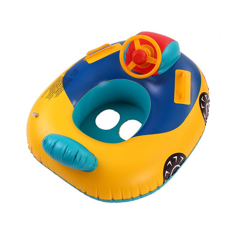 Dessin animé anneau de natation enfant bébé pliable gonfler siège Direction bateau avec volant klaxon inoffensif PVC plastique voiture bateau