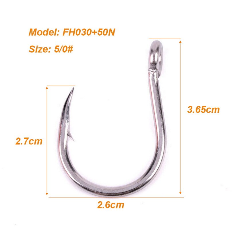 100pcs Saltwater Fishing Hook JIGGING HOOK 1/0#-13/0# Model Stainless Steel Fishhook Made In Taiwan Jig Fishing Hooks Carp Hooks: Size  5
