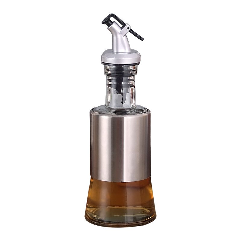 Glass oil bottle kitchen supplies vinegar bottle sauce bottle stainless steel oil pot soy: 200ml