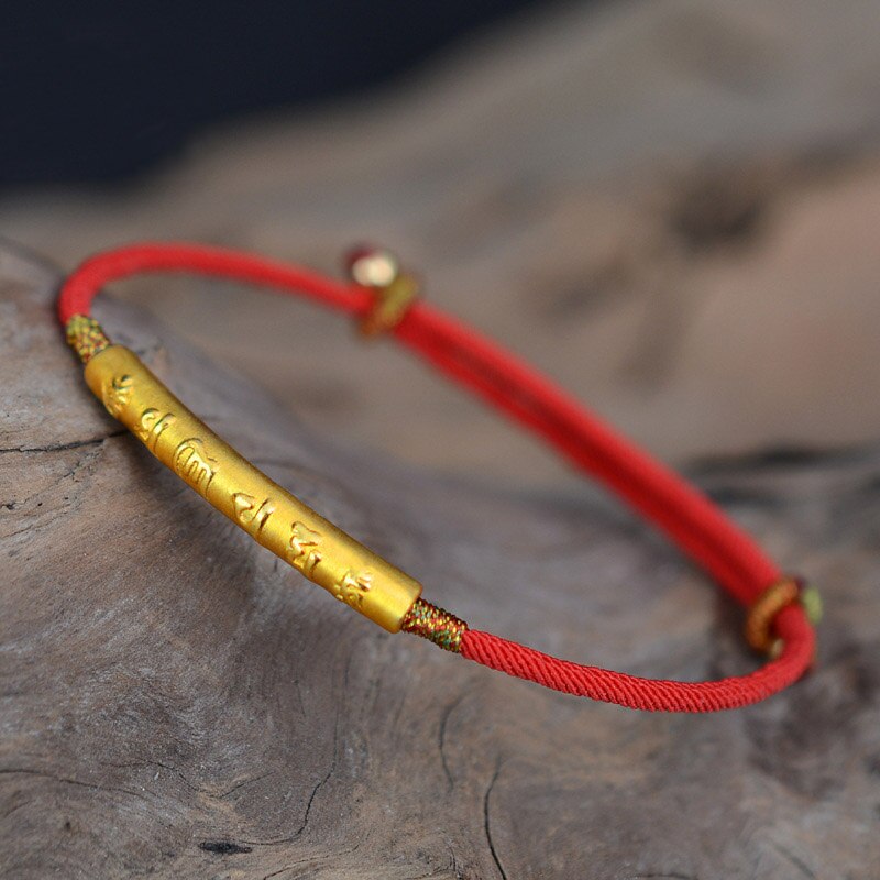 six-word mantra bracelet red rope Chinese knot braided hand rope ladies: 01