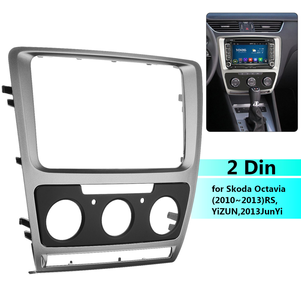 2 Din Auto Stereo Radio Dashboard Plaat Frame Cd Dvd Audio Dash Mount Trim Voor Skoda Octavia Handleiding Een/C