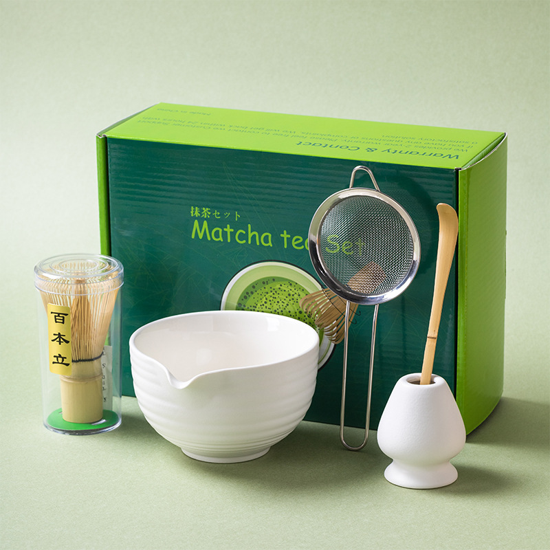 Ensemble de fabrication de Matcha japonais, brosse Matcha en bambou, bol Matcha exquis, boîte avec fouet, outils à thé somptueux, grands , 1 à 7 pièces: MULTI