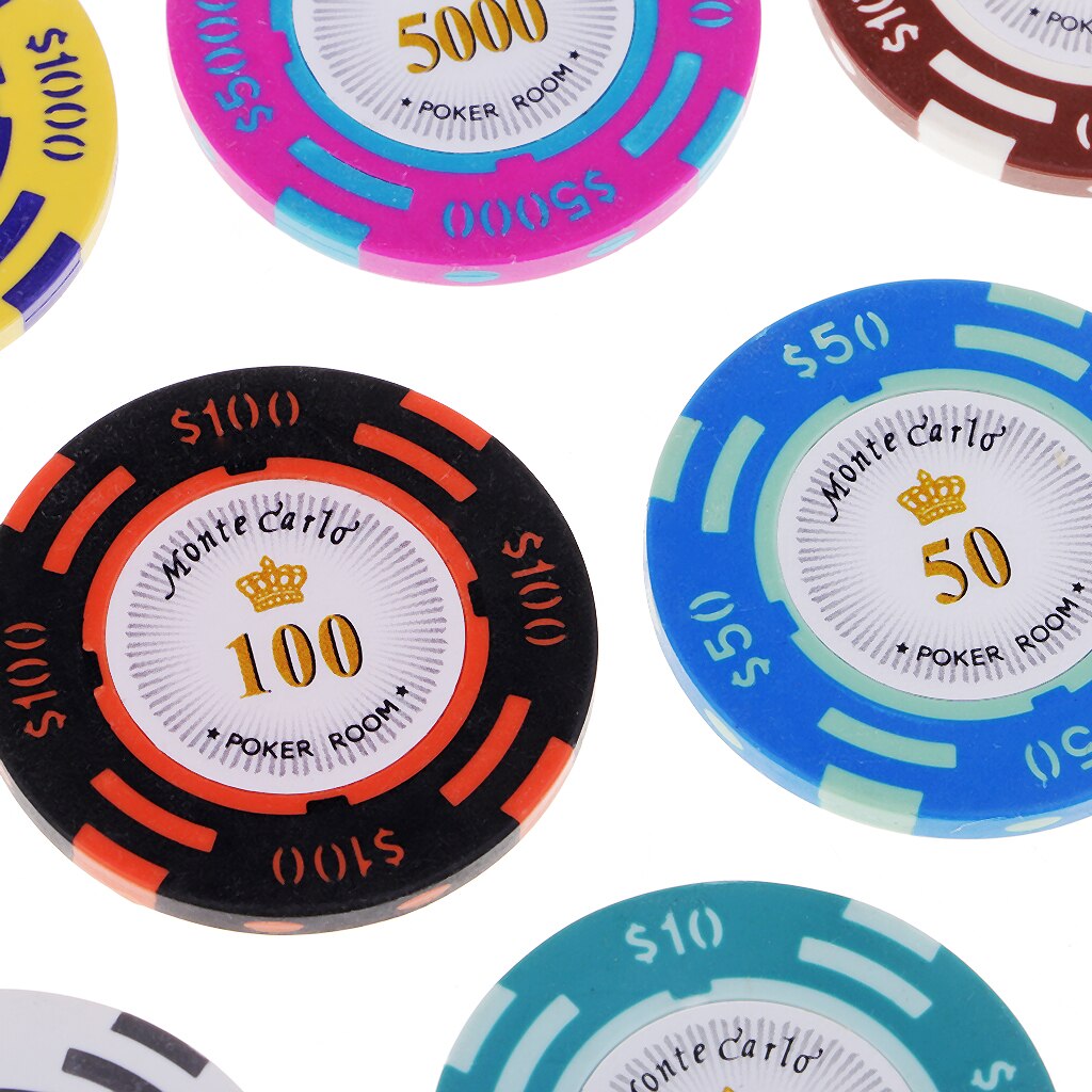 10 Pcs Poker Chips Gaming Board Game Casino Levert Texas Hold'em Spel Voor Volwassen Party Games Met Denominaties