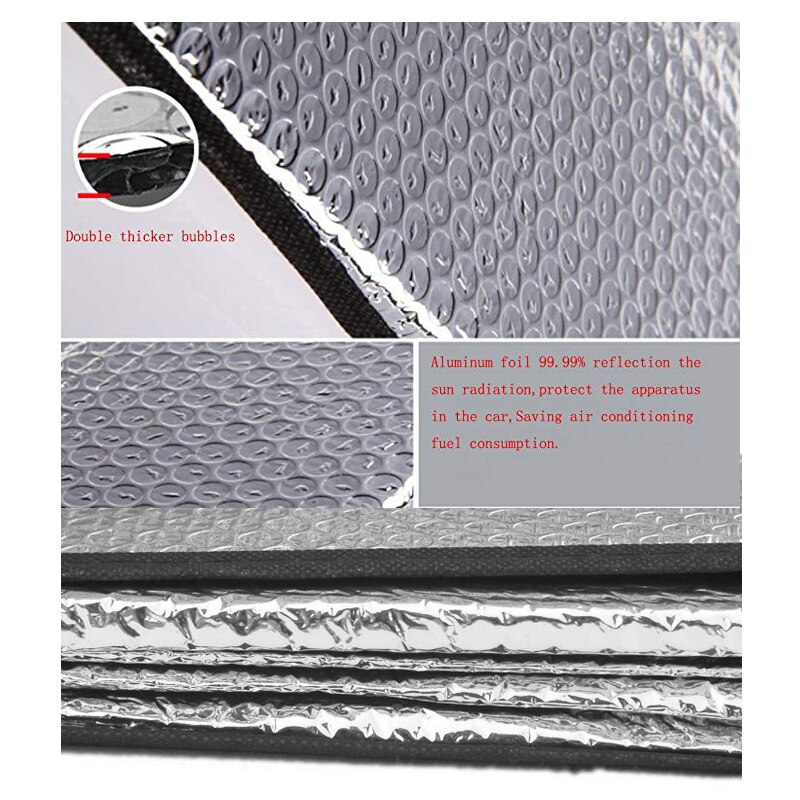 Pare-brise Double face pare-soleil pare-soleil protège les rayons UV protéger argent fenêtre de voiture pare-soleil 130x60 cm TS003