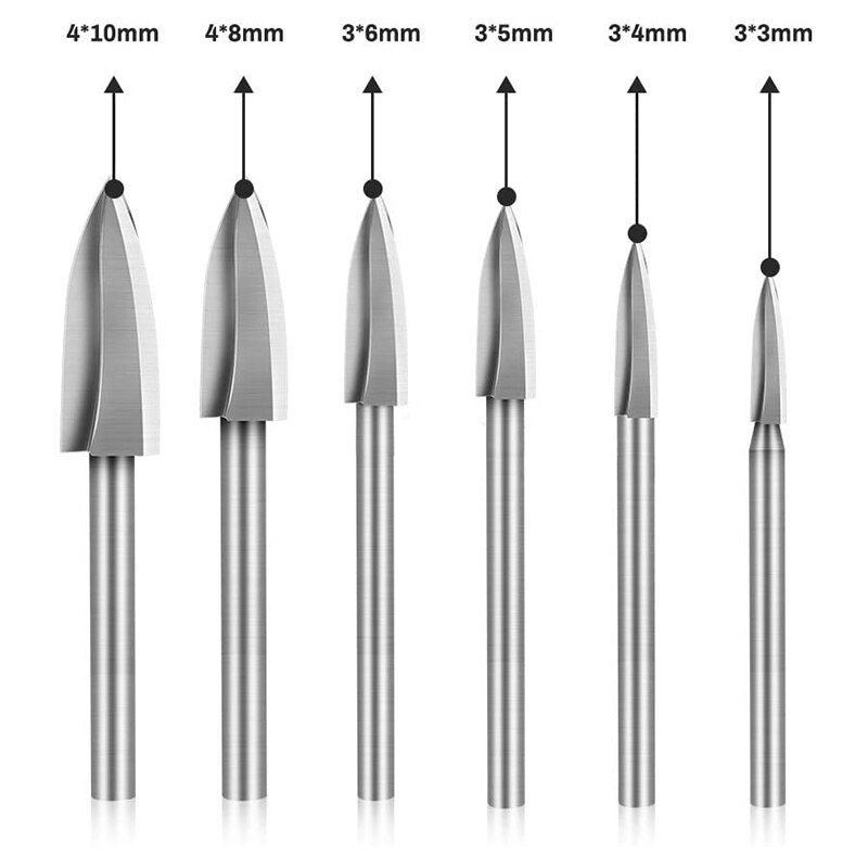 6Pcs Houtsnijwerk Gereedschap Houtsnijwerk En Graveren Boor Accessoires Bit Frees Carving Wortel Rotary Gereedschap