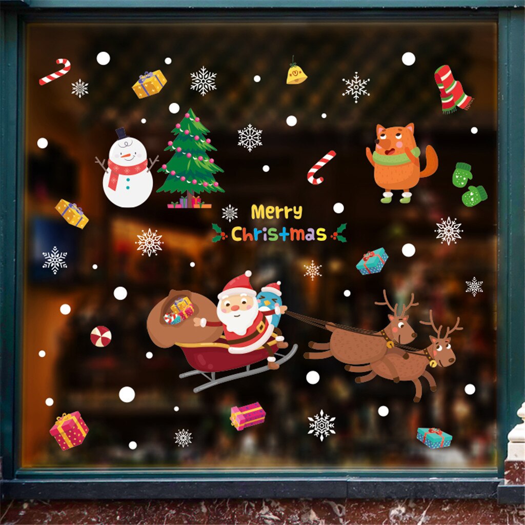 Christmas Wall Stickers Home Decor Stickers Cute Christmas Window Stickers: B