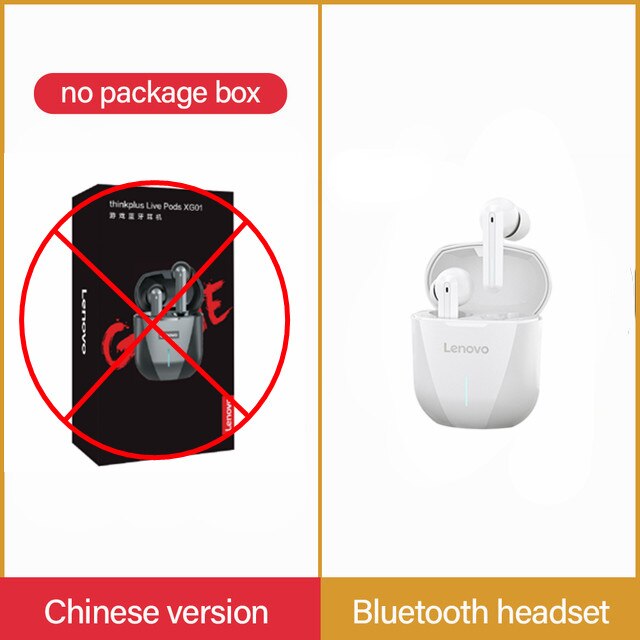 Lenovo XG01 Gaming Earbuds 50ms Low Latency TWS Bluetooth Earphone with Mic HiFi wireless headphones ipx5 waterproof Earbuds: XG01 white1 nobox