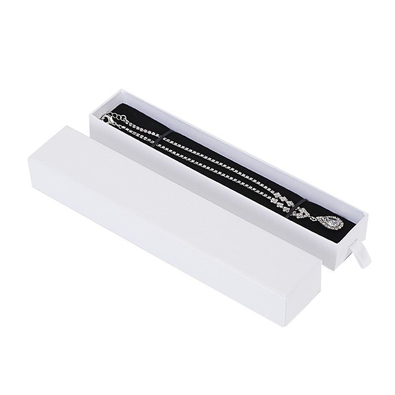 12 Pieces/Lot White Jewelry Box Pink Kraft Paper Favour Bulk Display Boxes Bag Necklace Bracelet Box