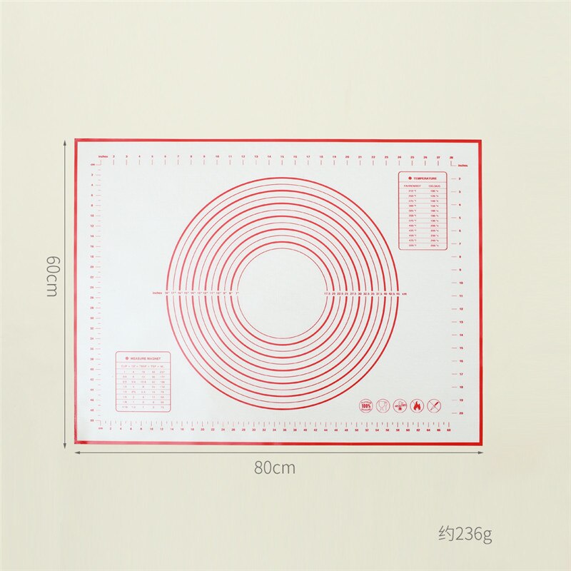 70*70cm Silicone Baking Mat Thicken Cake Silicone Mat Oven Pizza Pastry Mat Rolling Dough Board Non-Stick Mat Cake Baking Tools: Red-60x80cm