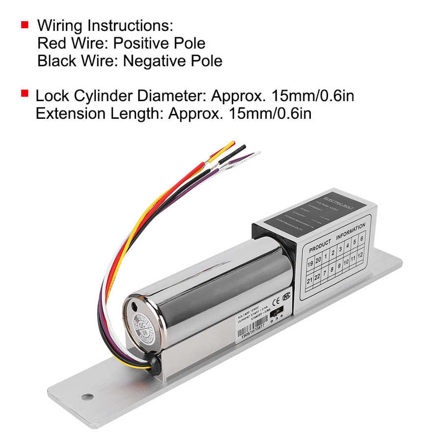 5 Lines Electric Deadbolt Bolt Low Temperature Delay Lock 3 Delay Times Door Access Control Electric Bolt Lock