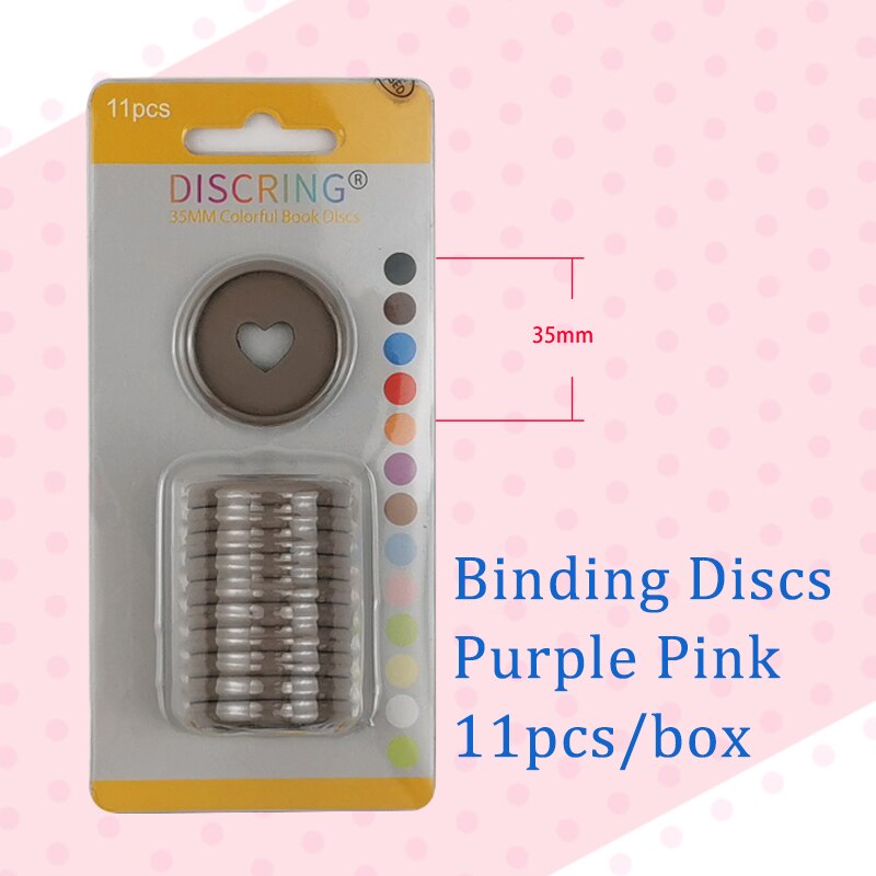 11 Stks/doos Frosting Hartvormige Notebook Plastic Disc Binding Plastic Ringen Diy 360 Graden Opvouwbare Disc Gesp Kantoorbenodigdheden: Purple pink