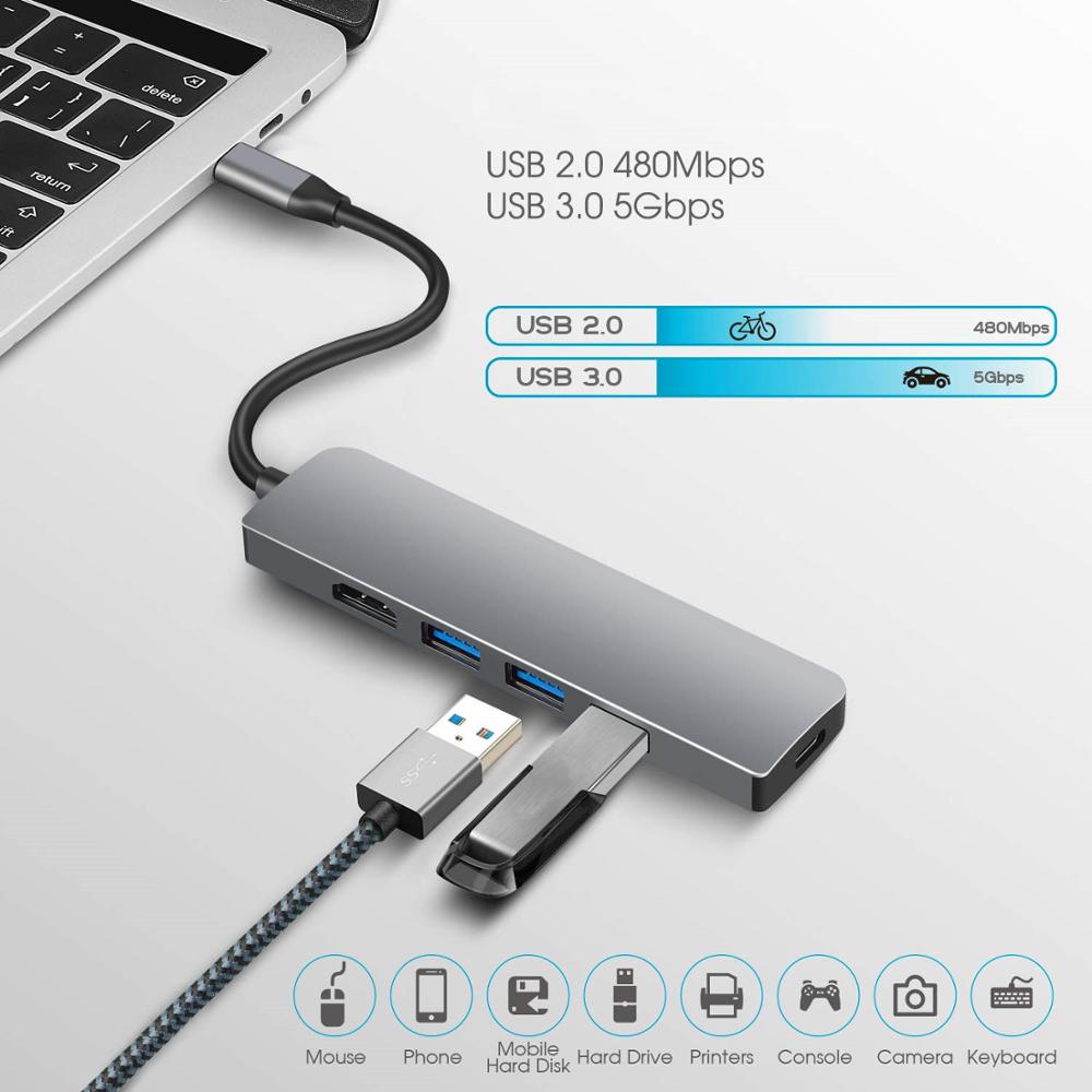 Usb Hub C Hub Adapter Usb C Naar Usb 3.0 Hdmi-Compatibel Dock Voor Macbook Pro Voor Nintendo Switch USB-C Type C 3.0 Splitter