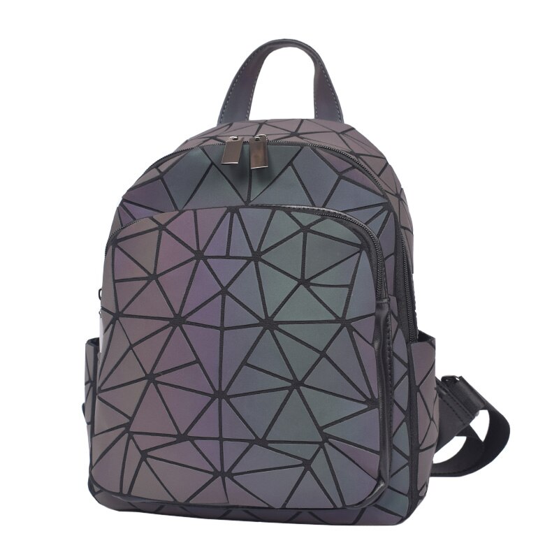 Ladies Luminous Set Backpack Geometric Shoulder Bag And Fold Clutch Bags Holographic School Girls Backpack: Luminous backpack E