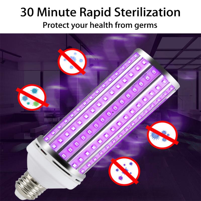 E26/E27 UV stérilisateur 60W Ultraviolet stérilisation lampe désinfection ampoule UVC LED ampoule de maïs avec télécommande 254nm ampoule