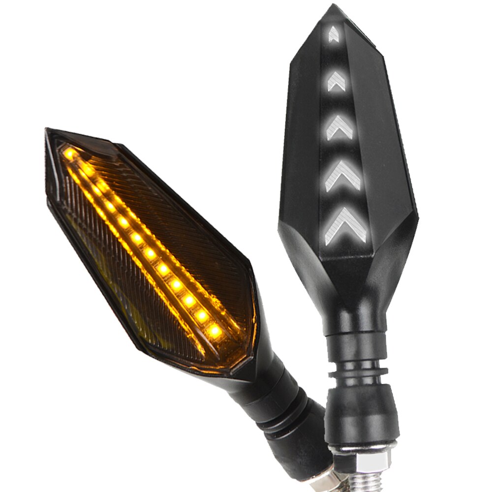 Luces LED universales de 12v para dirección de motocicleta Luz de señal de giro para motocicleta, luces indicadoras de Motor, estilismo de flecha para motocicleta: 1 pair yellow white