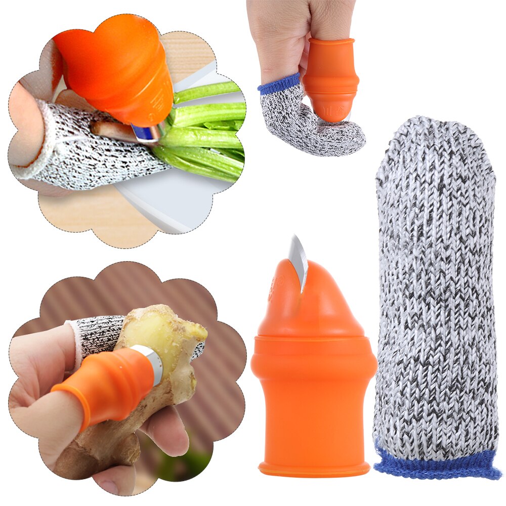 Silicone Thumb Cutter Finger Guards Garden Plant Fruit Vegetable Picking Tool Cut-resistant Finger Protector Sleeve Bean Picker