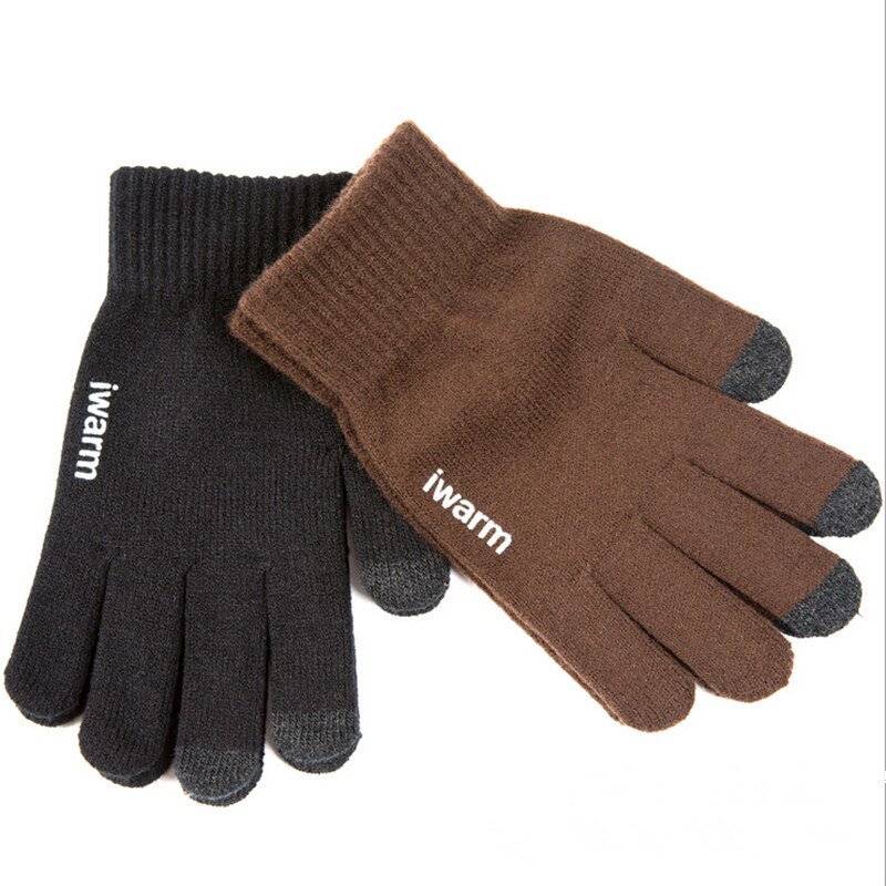 Heren gebreide skihandschoenen antislip touchscreen heren dikke warme handschoenen winter herfst heren wanten warme handschoenen