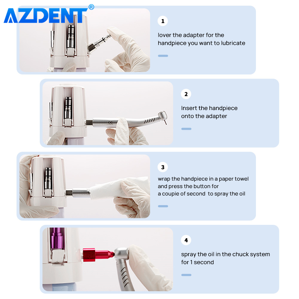 AZDENT Dental Universal Portable Handpiece Spray Lubricator Maintenance Attachment Cap 5 Nozzles Care Spray Lubricant Oil