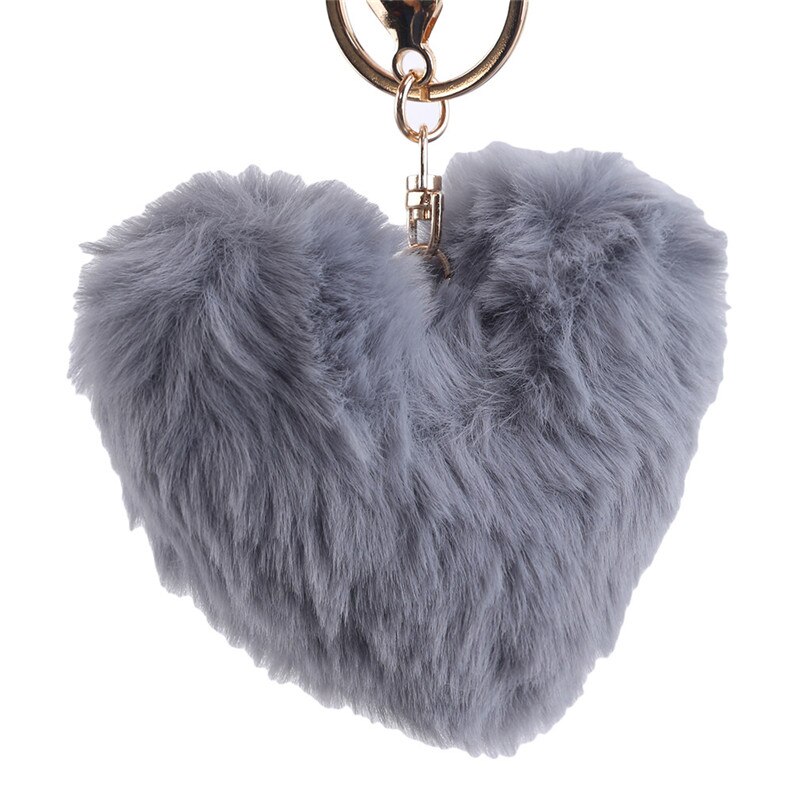 Llaveros para chica juguete de ornamento bebé niños niñas Corazón de amor juguetes de peluche suaves bola de peluche llavero de Metal llaveros para niños juguete para