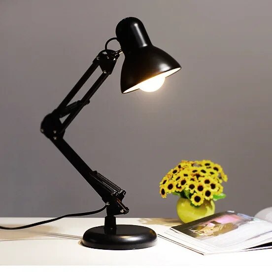 Amerikaanse stijl lange armen led-bureaulamp voor studie lezen oogbescherming metalen opvouwbare bureaulamp