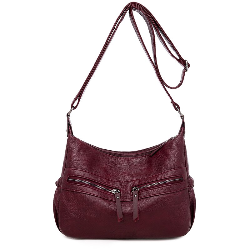 Women Bag Pu Leather Shoulder Bag Crossbody Bag for Girls Pockets Messenger Bag Soft Wine Female Purse: shoulder bag 1