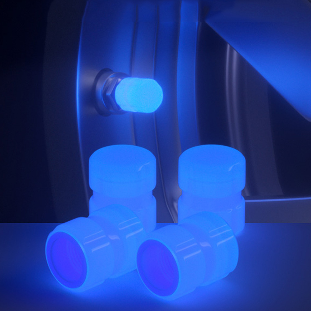 Tapas de válvula luminosas fluorescentes, verdes, azules, brillantes, para coche, motocicleta, rueda de bicicleta, estilo, cubo de neumático, decoración automática