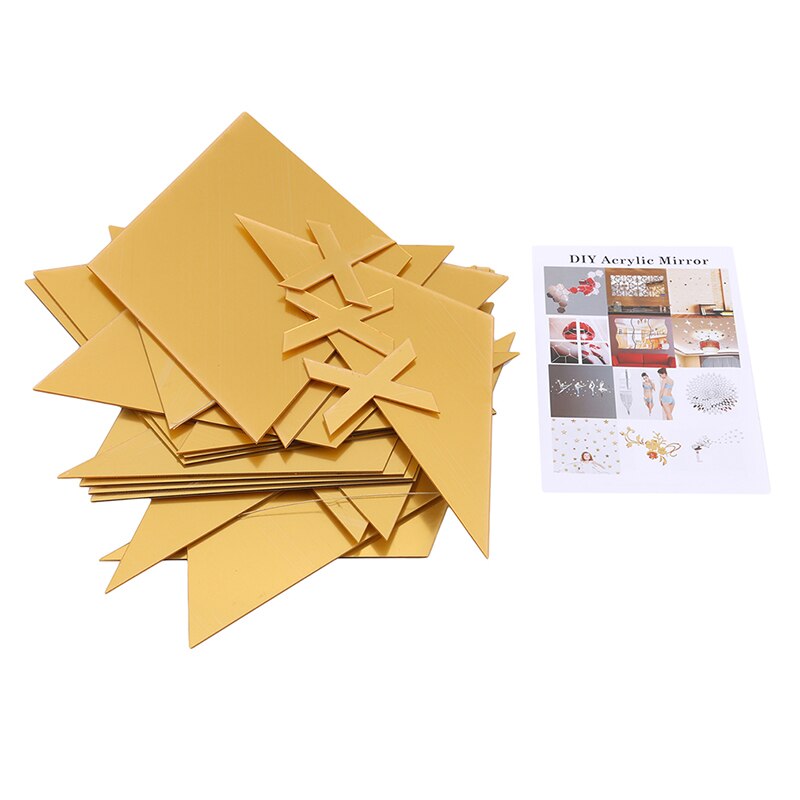 Pegatina de pared de espejo con patrón de diamante, decoración para sala de estar DIY, pegatinas de espejo 3D para pared, decoración del hogar, artesanías, accesorios DIY: gold