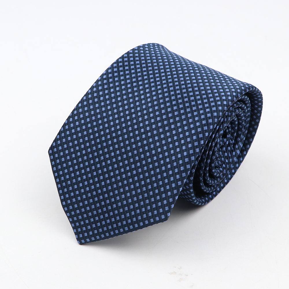 classique strié point cravates pour hommes Jacquard 7 cm Polyester cravate étroite maigre mariage marié affaires cravate costume chemise