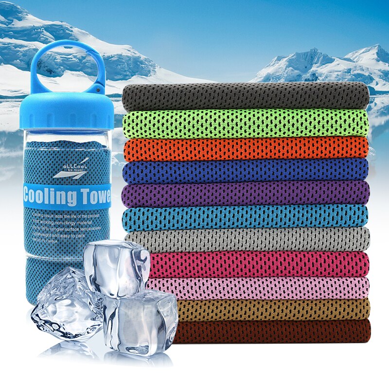 Serviette refroidissante instantanée chaude glace | Avec bouteille, serviette pour cyclisme, Jogging, sport de plein air, soulagement de la chaleur, serviette fraîche réutilisable