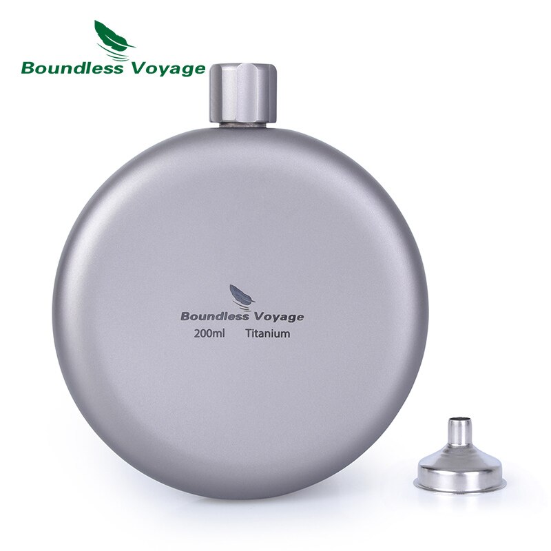 Grenzeloze Voyage Camping Titanium Heupfles Met Trechter Draagbare Ronde Sport Fles Water Wijn Whisky Drinkwaren 7Oz 200Ml: Ti3065D-Flask