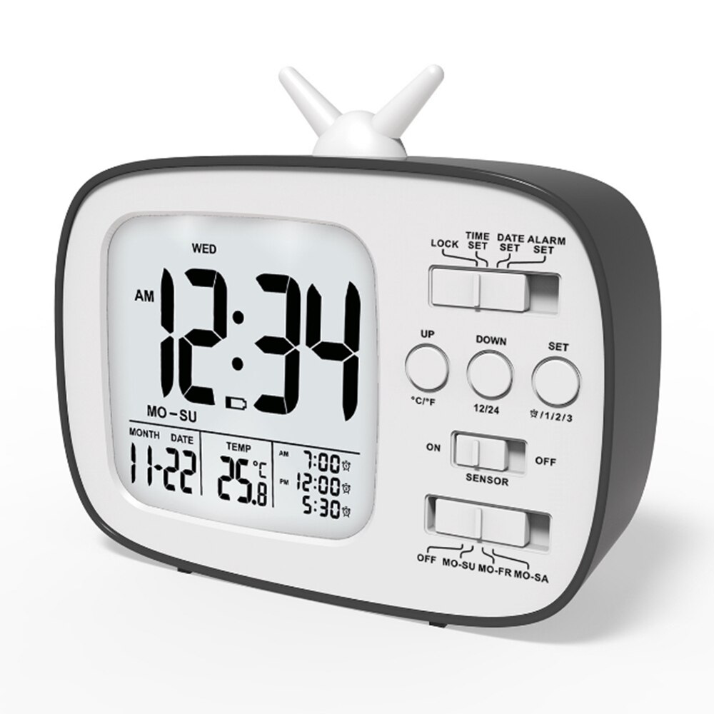 Simple Electronic Clock Photosensitive Smart Clock Alarm Clock Retro Three Group Alarm Clock
