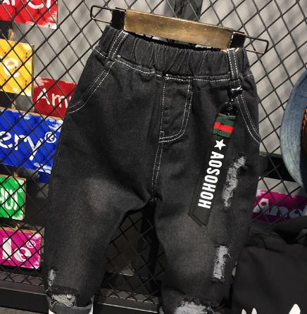 Drenge jeans bukser med huller til børn elastikbånd bogstavbukser 2-6 år børn