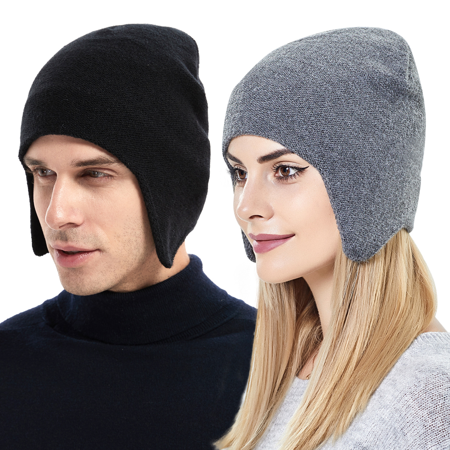 Klassisk øreklokkehette til menn utendørs strikket lue dame #39 , holde varmen beanies #39 lue vindtette øreklaffer hette luer