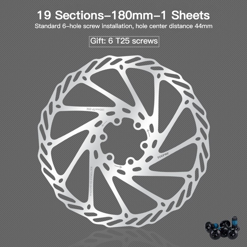 Disques de VTT plaquettes de frein de vélo 160/180/203mm Cassette à disque à Six ongles G3/HS1 avec vis frein à disque en acier inoxydable: 09