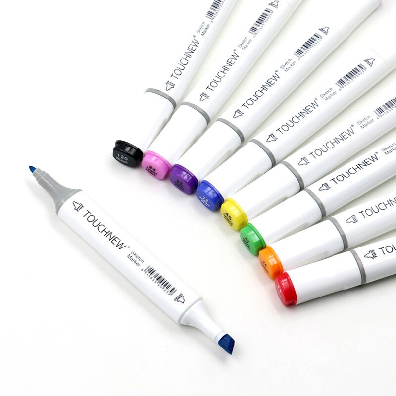 TOUCHNEW blanco y negro 40 colores arte rotuladores pincel lápiz boceto marcadores a base de Alcohol doble cabeza Manga dibujo bolígrafos arte suministros