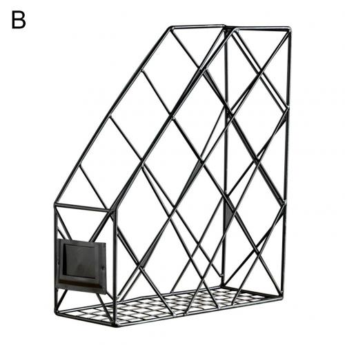 1/2/4 Layers Iron Grid File Book Storage Shelf Organizer Holder Desktop Rack: Single Layer Black