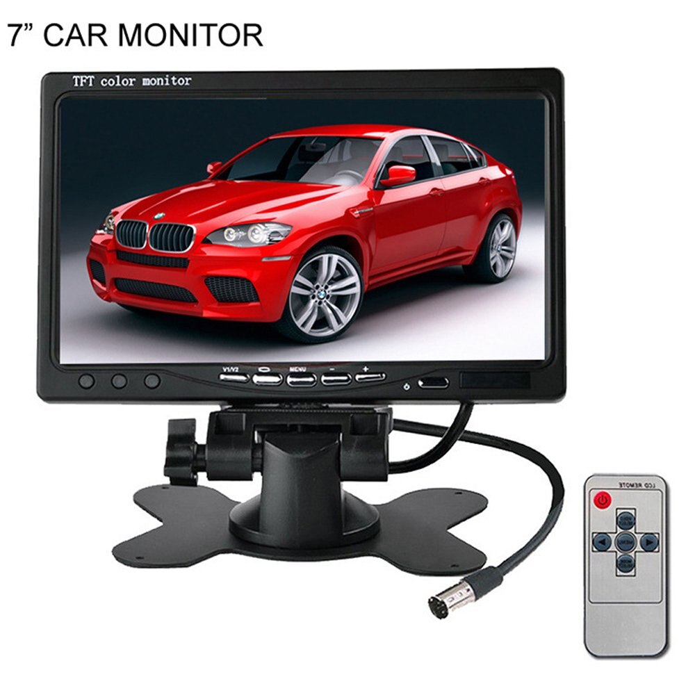 Uvusee 12V-24V 7" TFT LCD Color Monitor 2 Channel 4 Pin Input for Bus Truck RV Rear View Reversing Backup Camera Security