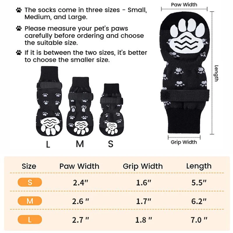 Chaussettes antidérapantes pour chiens, avec sangles, contrôle de Traction, pour l'intérieur sur le plancher en bois dur, protection des pattes pour animaux de compagnie, pour petits chiens, 4 pièces/ensemble