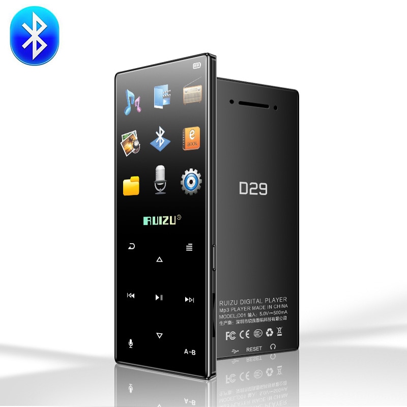 Original ruizu  d29 bluetooth  mp3 spelare förlustfri hifi musikspelare bärbar ljud 8gb inbyggd högtalare fm radio e-boksklocka