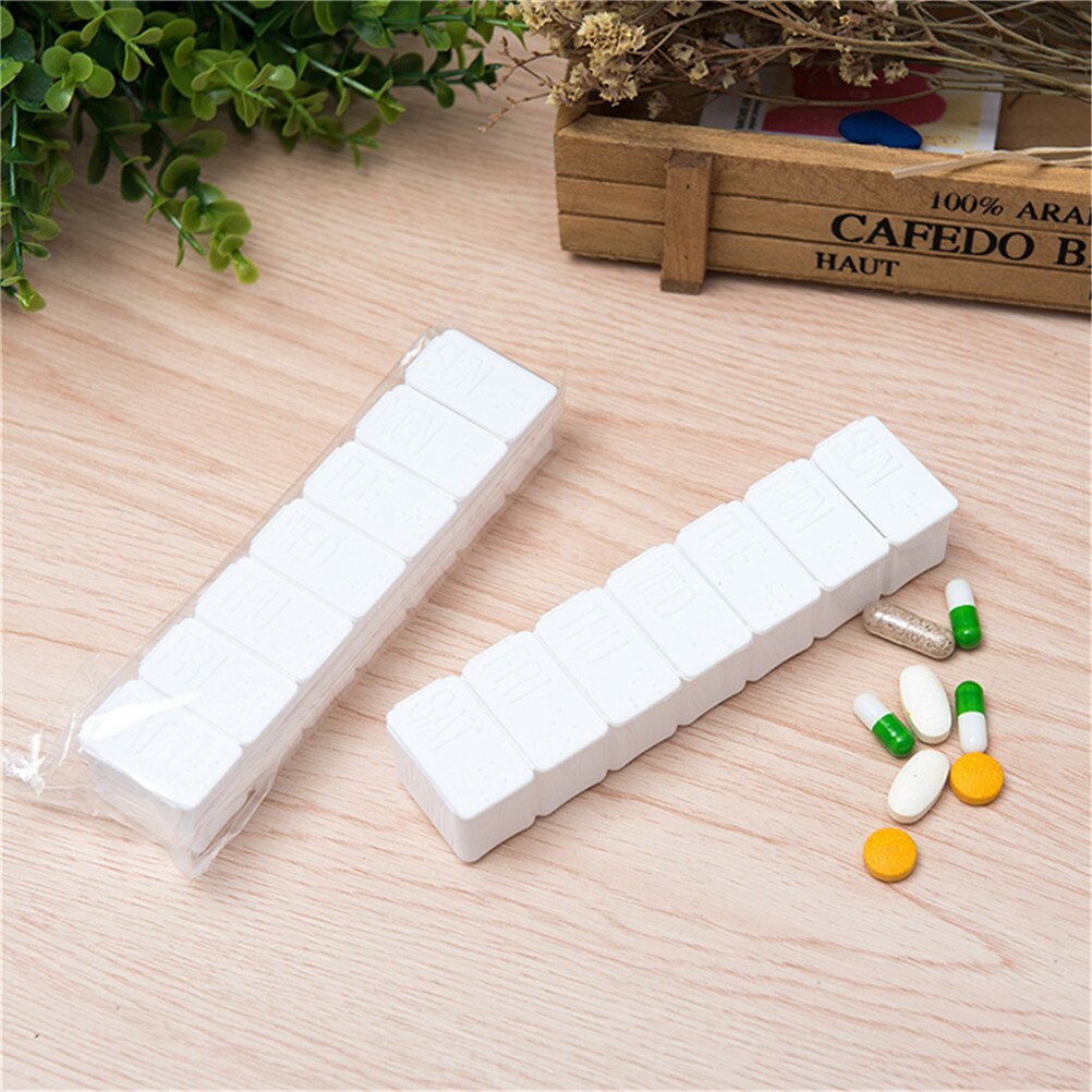 Wekelijkse 7 dagen pillendoos dispenser medicijnopslag tablet pillendoos met clipdeksels medicijnorganizer pillendoos splitters opslag