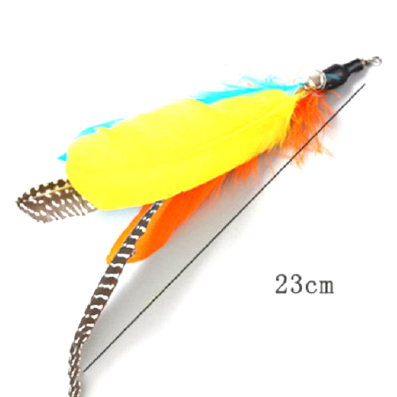 Cat Interactive Toy Stick Feather Wand With Mouse Cage Toys Plastic Artificial Colorful Cat Toy Supplies Replacement Head: 04