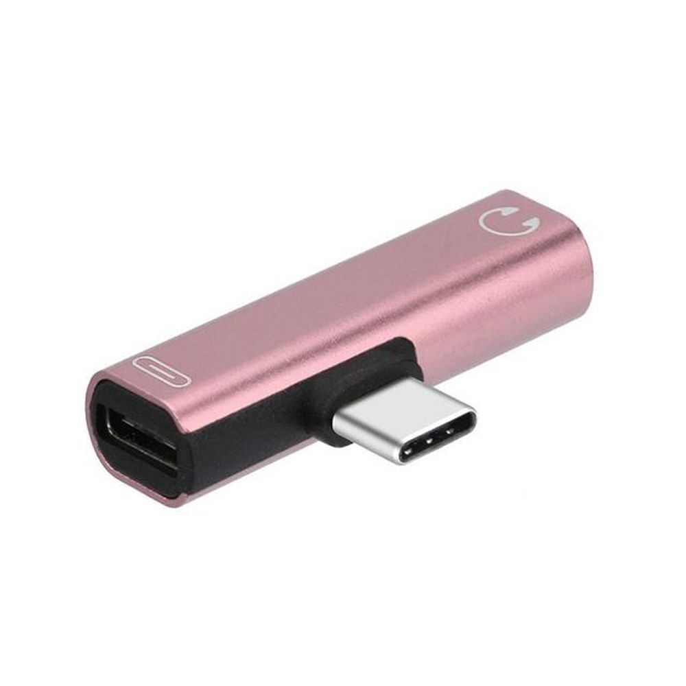 Mini 2 In 1 Usb Type C Adapter 3.5Mm Jack Audio Hoofdtelefoon Adapter USB-C Opladen Adapter Voor Mobiele Telefoon: Blauw