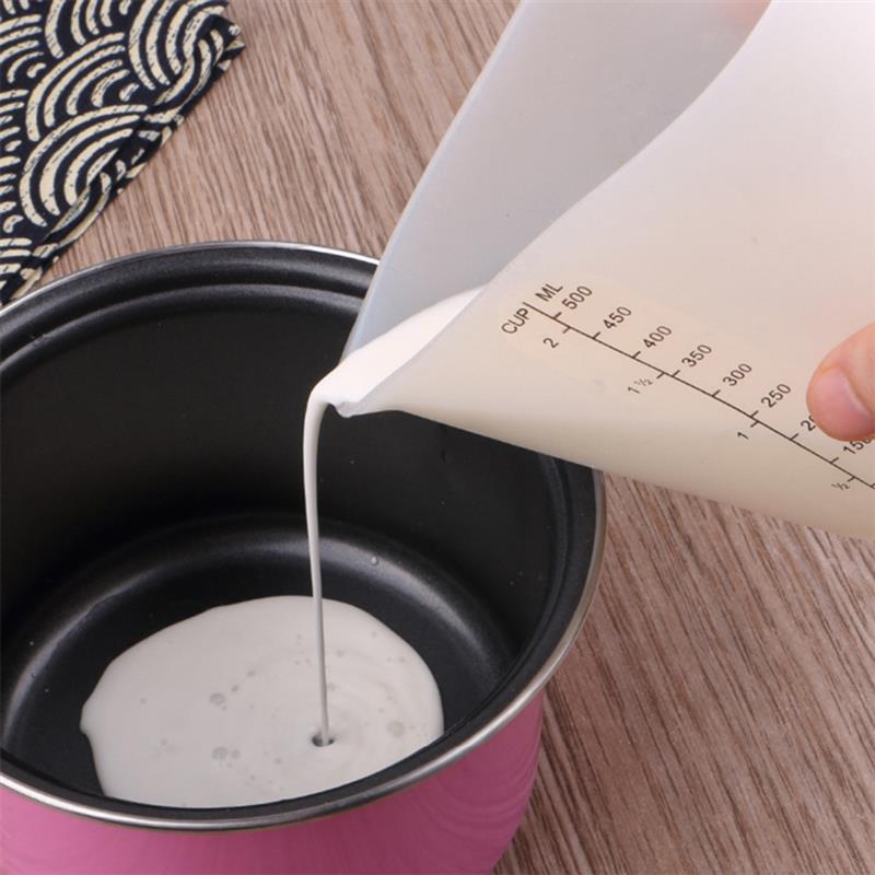 Utensilios medidores de cocina de 500ML, tazas medidoras de silicona, forma de corazón, espesar, suave, a prueba de aire, pinza Flexible para hornear pasteles