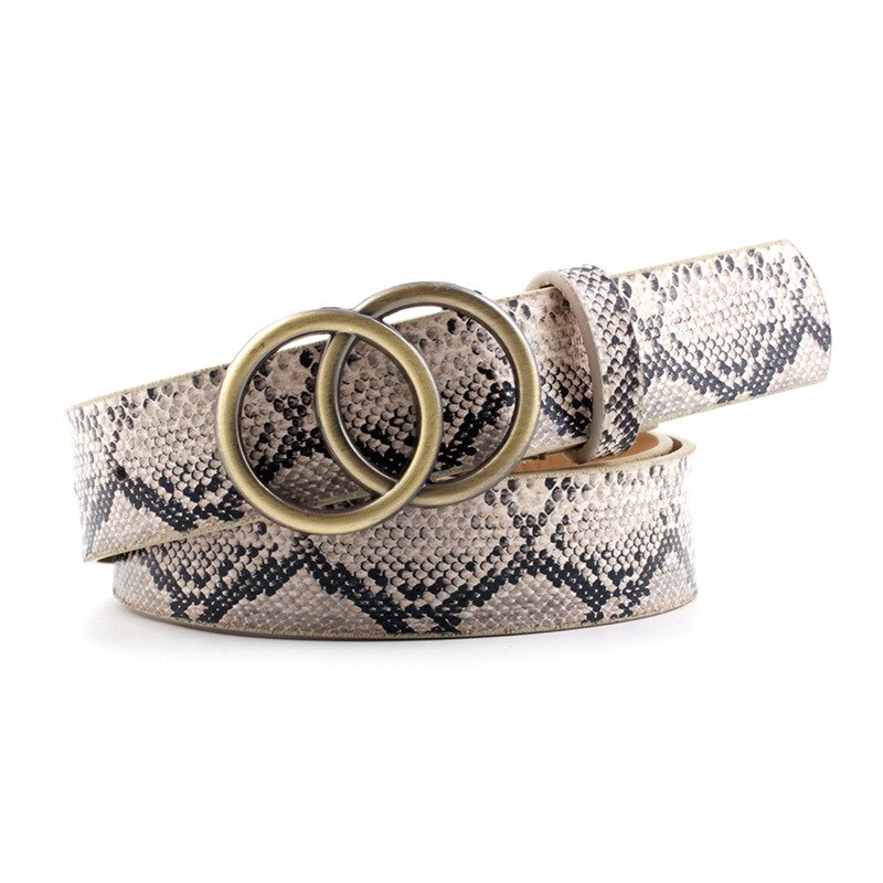 Riemen voor vrouwen dubbele ring riem pu leer metalen gesp taille riem dames casual jurk jeans wilde tailleband: Zilver