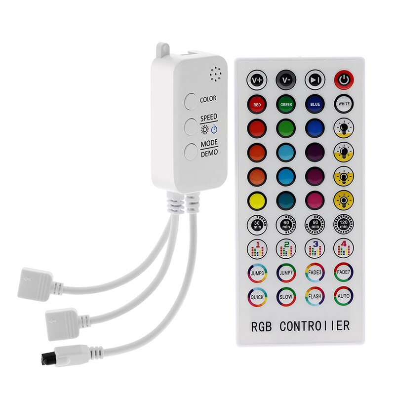 Rgb Led Controller DC12V Bluetooth Muziek Controller Met Timer Modus + 40 Sleutel Ir Afstandsbediening Voor 2835 5050 Rgb led Strip Licht: Dual Output