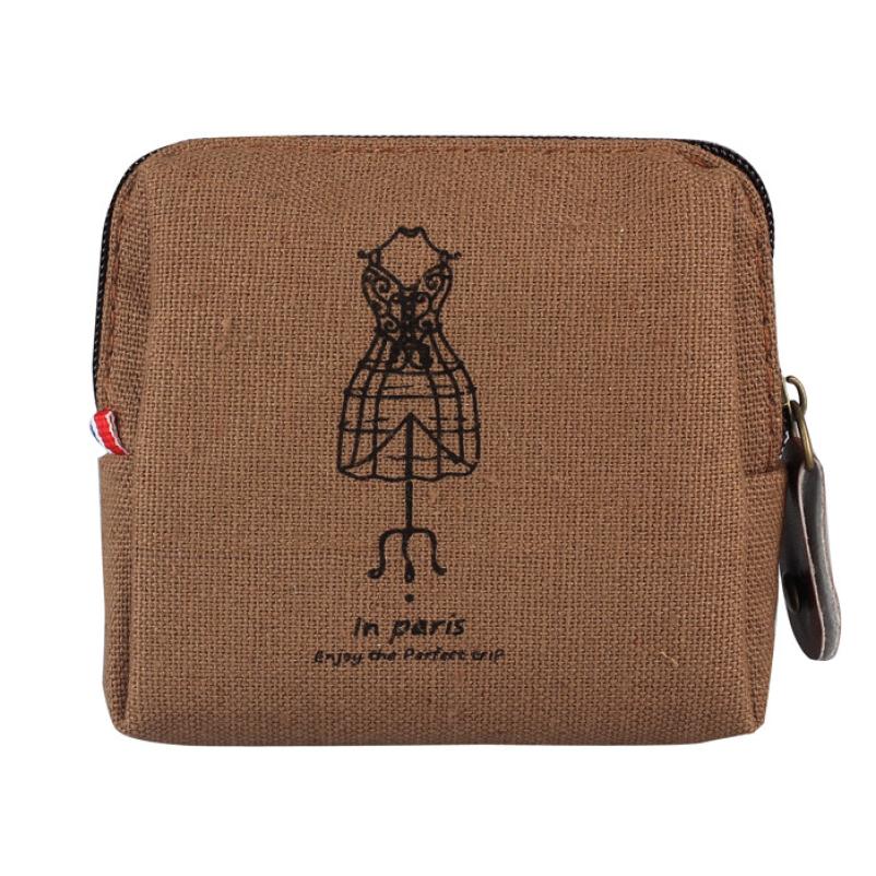 Monederos de lona con memoria de París para mujer, monedero femenino,: Coffee 