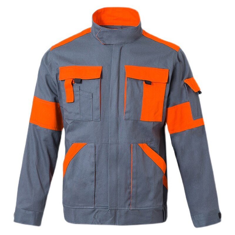 Outdoor Labor Kleding Katoen Heren Werkkleding Slijtvaste Lassen Jas Two Tone Met Multi Zakken: Orange jacket / S-165